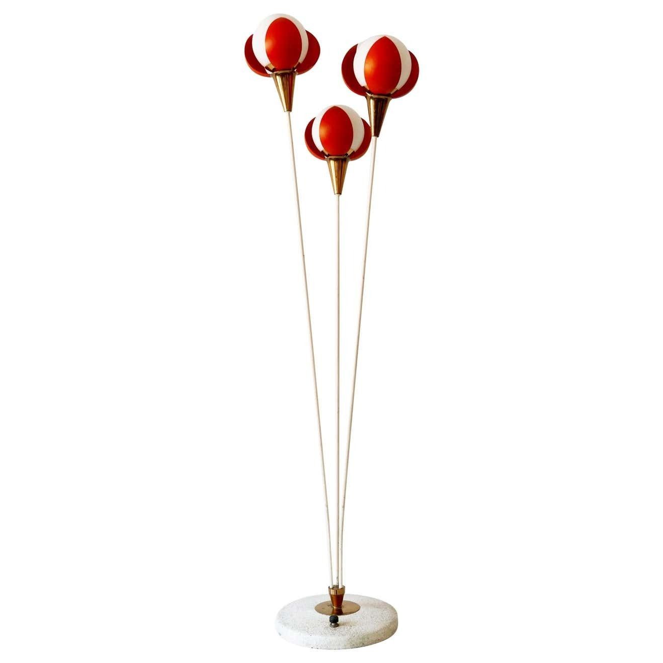 photo for sale Amazing Mid Century Modern Three Flamed Floor Lamp Buds, 1950s, France