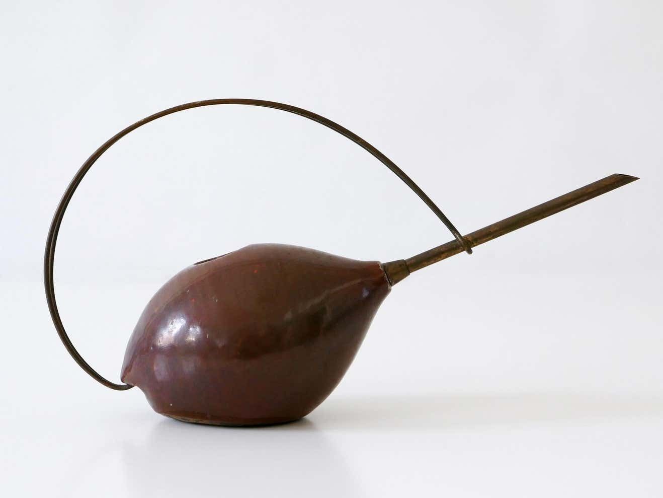 Lovely Mid Century Modern Ceramic And Brass Watering Can, 1950s, Germany photo 1135.0