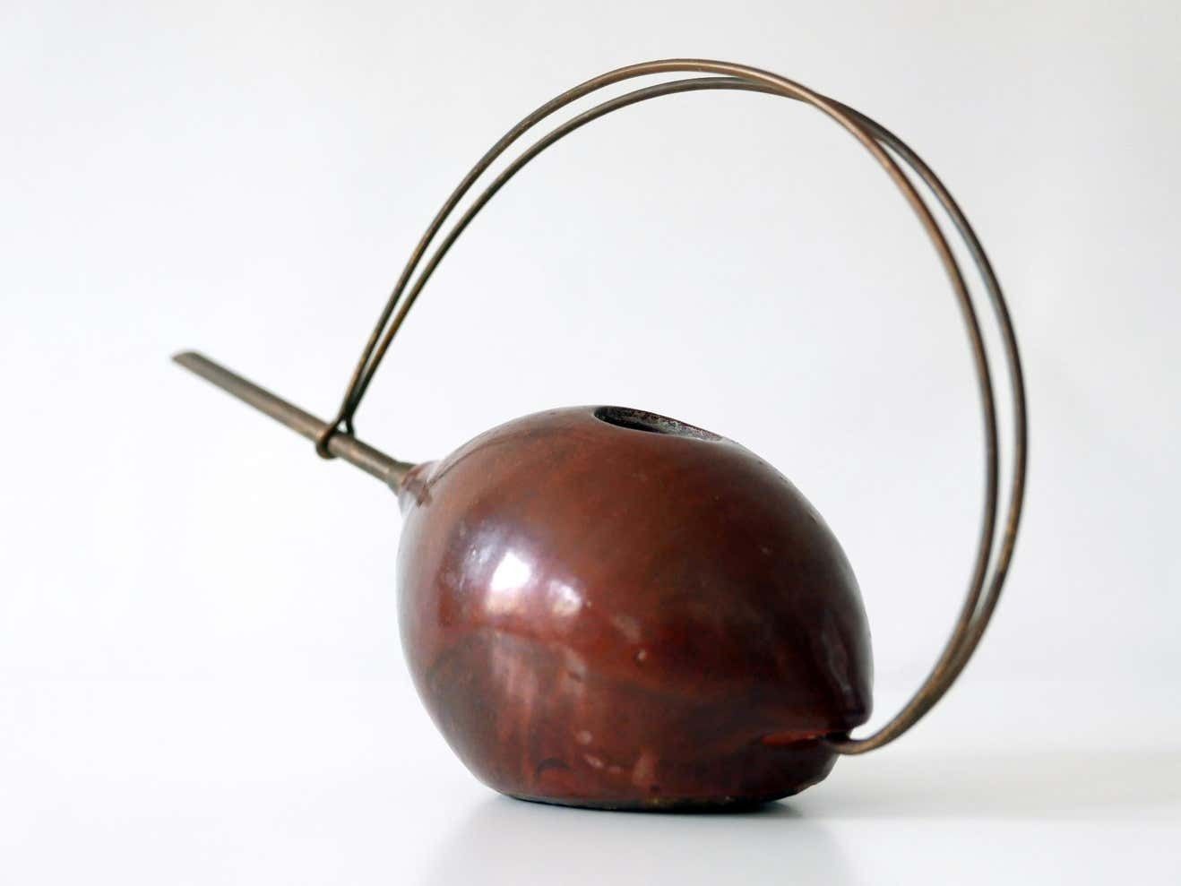 1135.0 Lovely Mid Century Modern Ceramic And Brass Watering Can, 1950s, Germany photo
