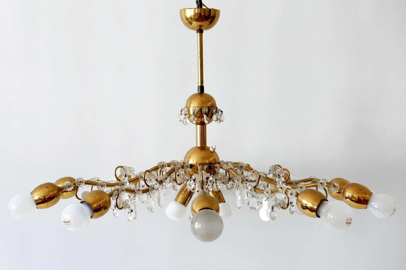 photo vintage 10 Armed Mid Century Modern Sputnik Chandelier Or Pendant Lamp By J. &L. Lobmeyr