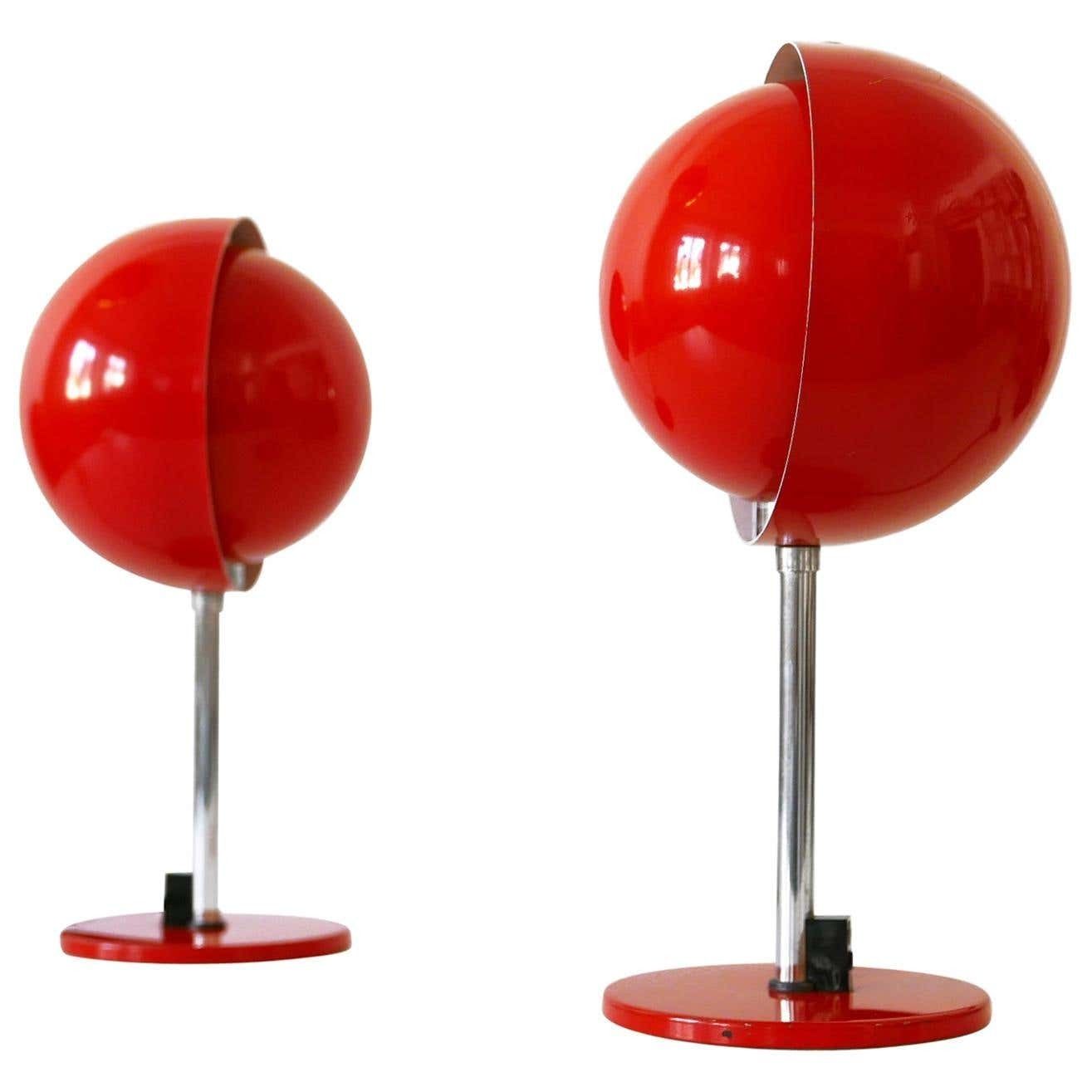 Set Of Two Mid Century Modern Moon Table Lamps By Hustadt Leuchten 1960s Germany