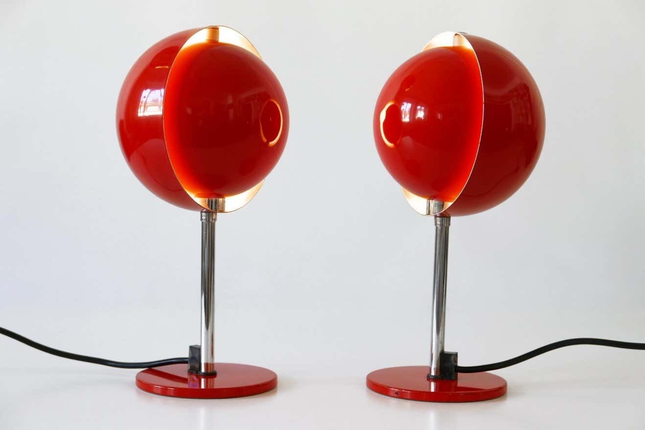 Set Of Two Mid Century Modern Moon Table Lamps By Hustadt Leuchten 1960s Germany photo Lighting