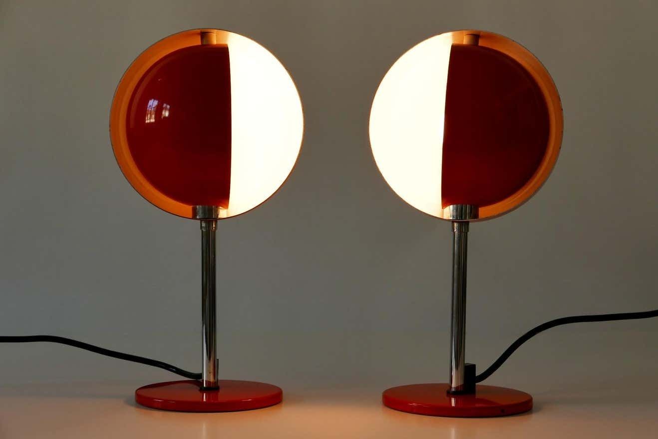 Set Of Two Mid Century Modern Moon Table Lamps By Hustadt Leuchten 1960s Germany photo vintage