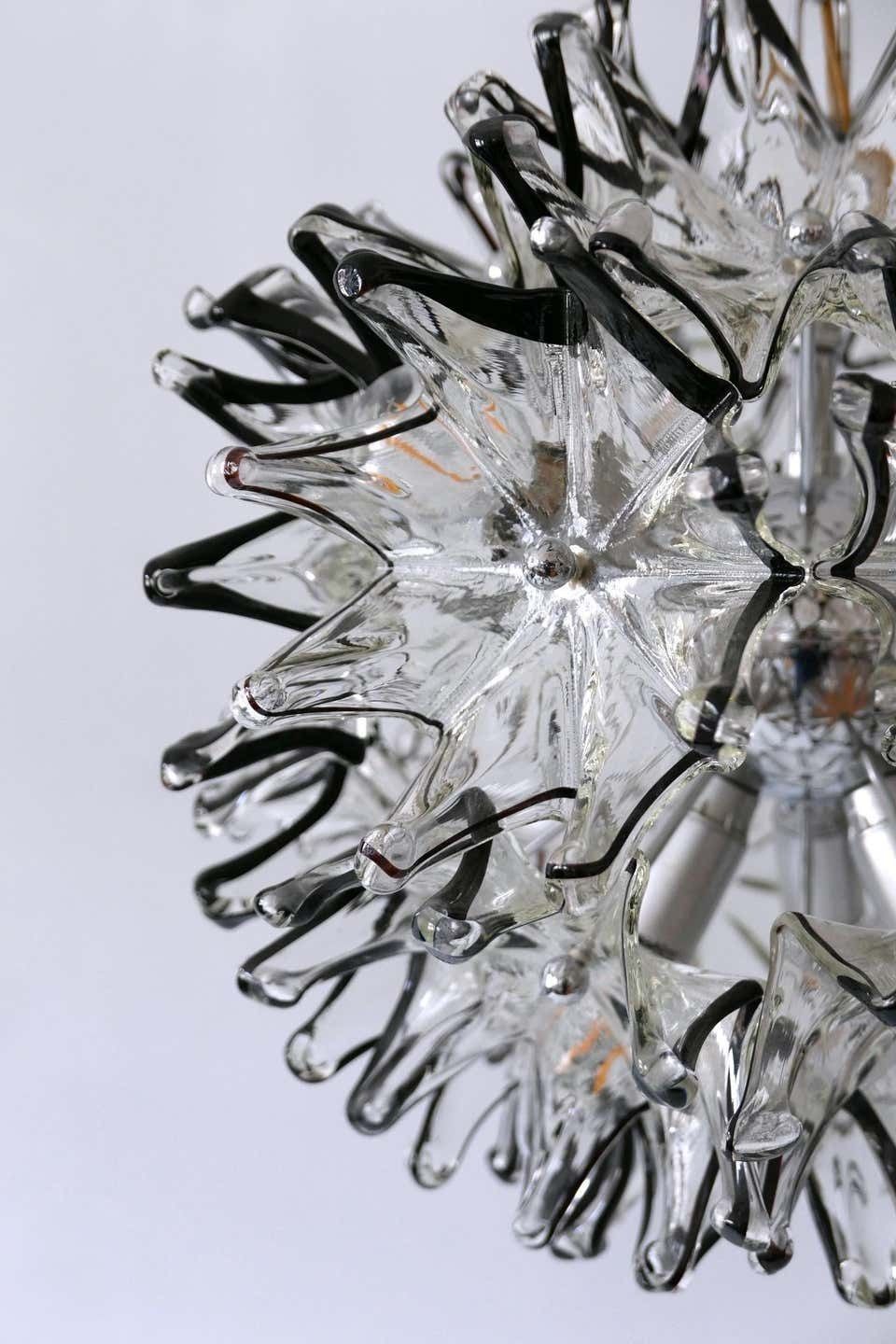 Mid Century Modern 6 Flamed Chandelier Or Pendant Lamp Dandelion 1960s Italy photo vintage