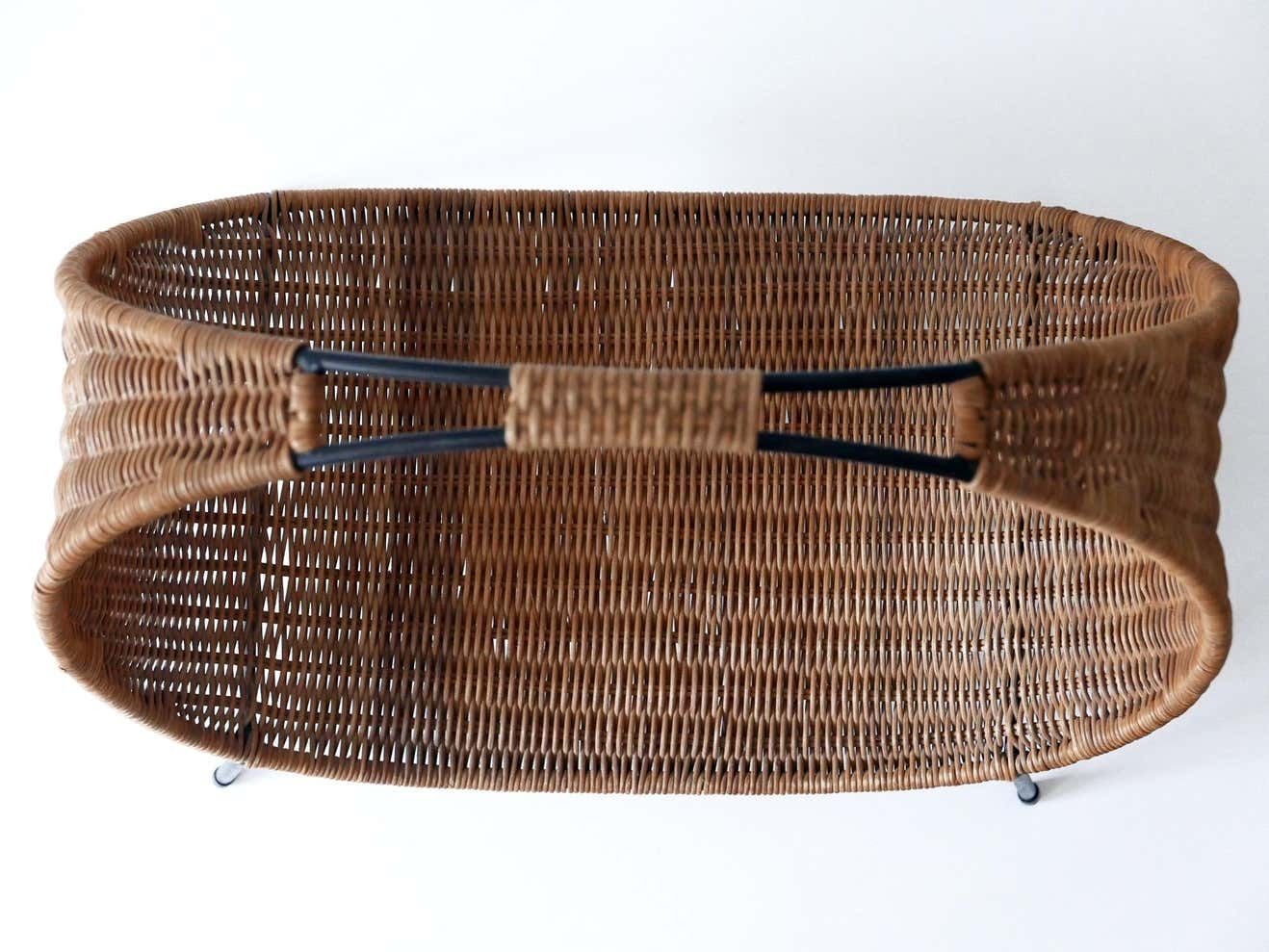 2224.0 Exceptional Large Mid Century Modern Wicker Magazine Rack Or Stand, 1960s, Italy photo