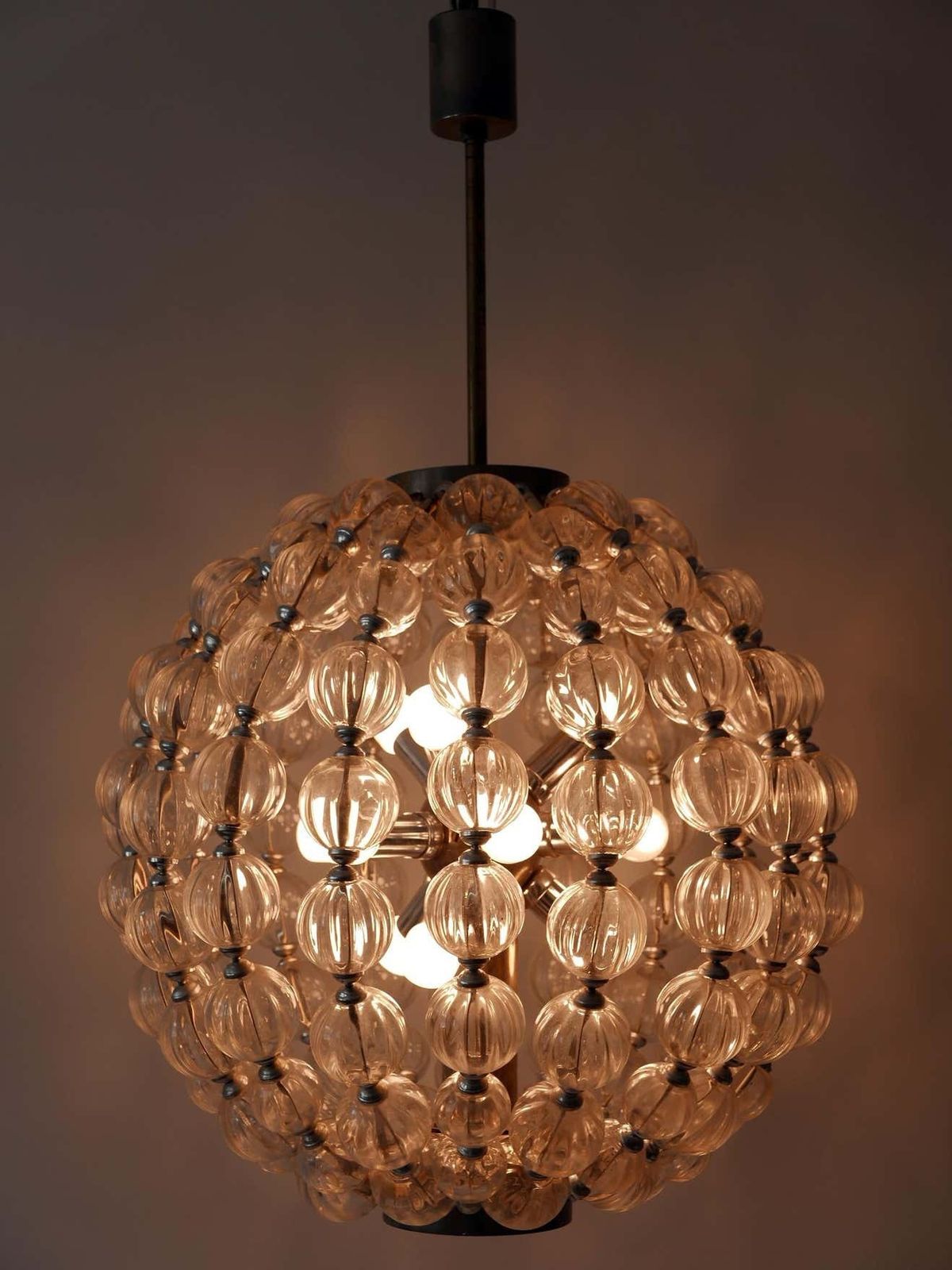 Huge Mid Century Modern 13 Flamed Glass Sputnik Chandelier Or Pendant Lamp 1960s photo 7714.0