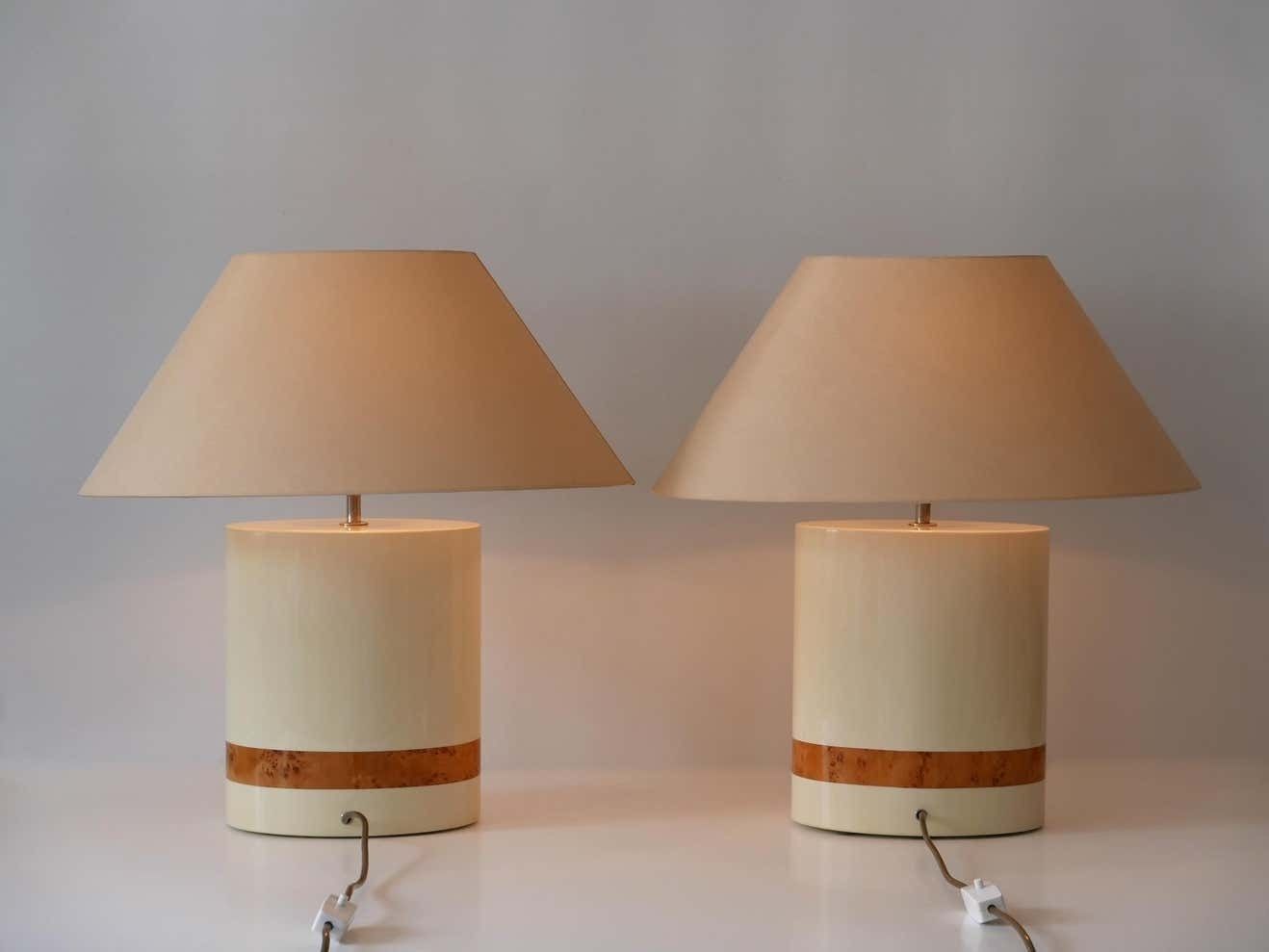 photo buy Set Of Two Elegant Mid Century Modern Table Lamps By Tommaso Barbi, Italy, 1970s