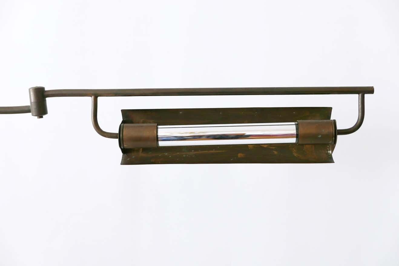 Exceptional Modernist Bauhaus Articulated Brass Clamp Table Lamp, Germany, 1930s photo for sale