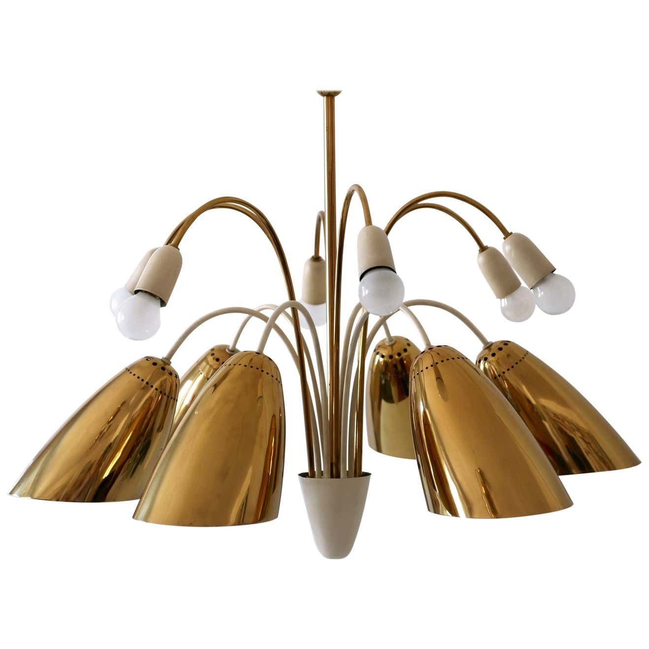 Rare Large 12 Armed Sputnik Chandelier Or Pendant Lamp By Vereinigte Werkstätten