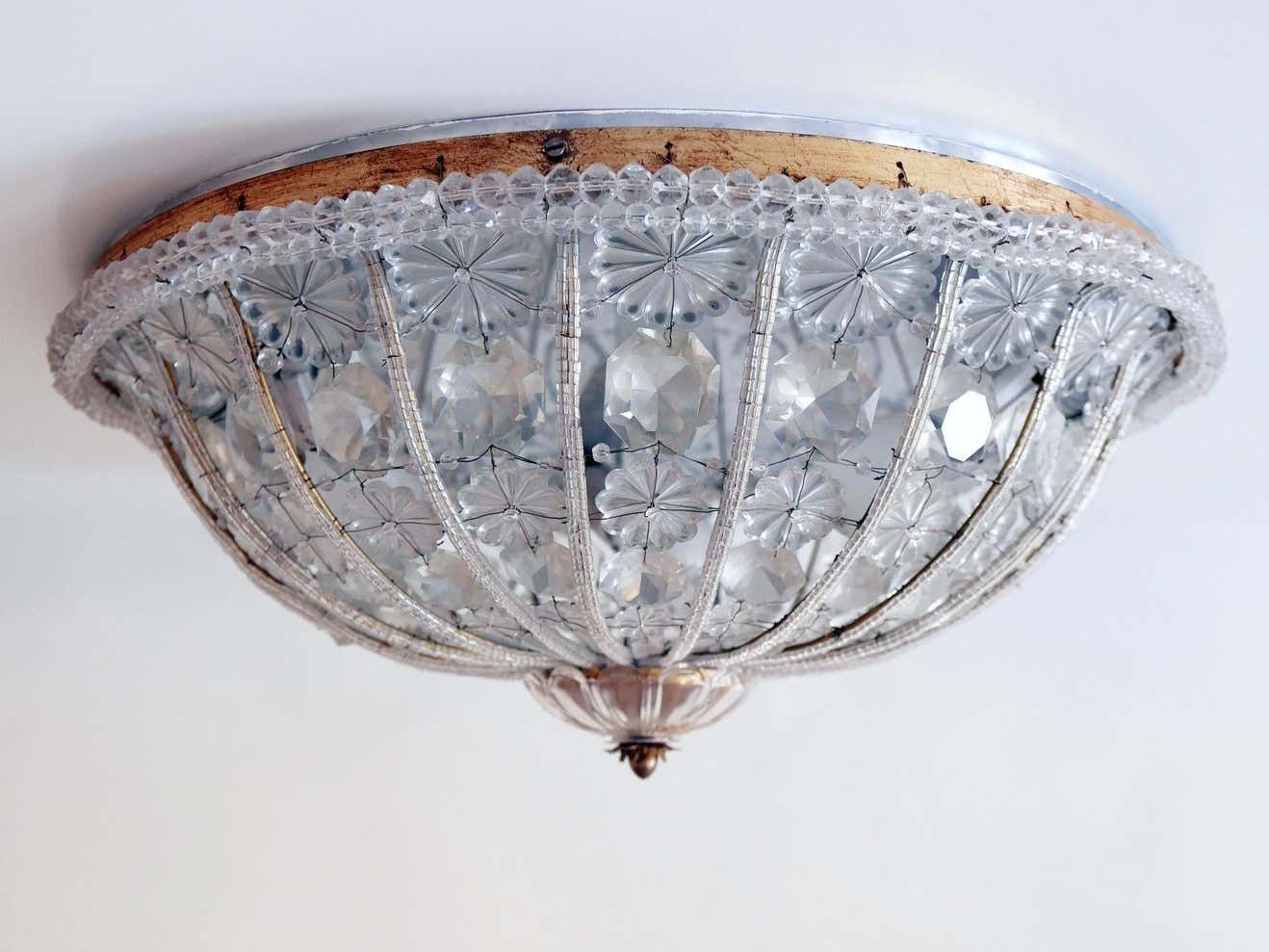 Large Mid Century Modern Crystal Glass Flush Mount Or Wall Lamp Germany, 1950s photo 2904.0