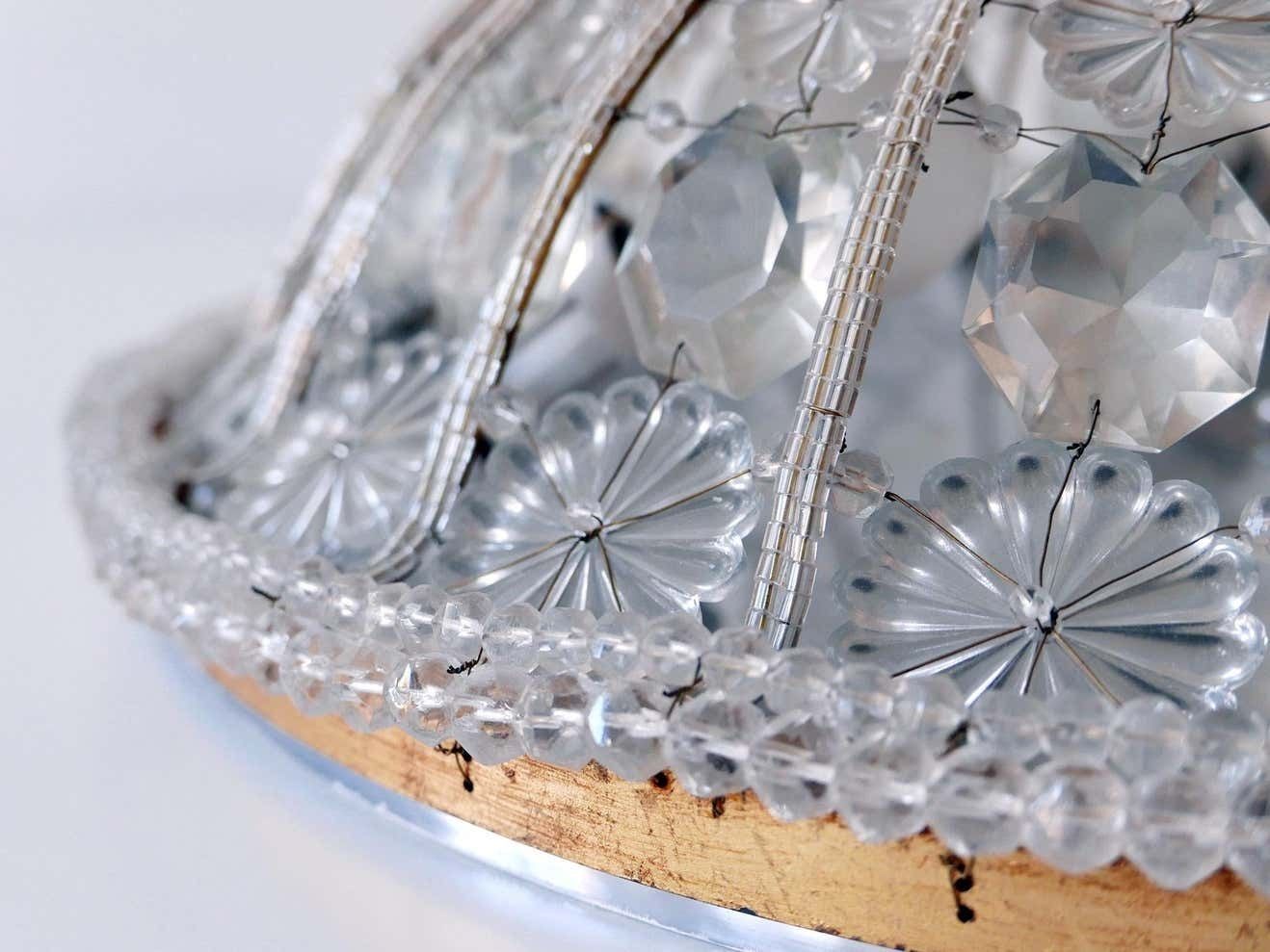 photo buy Large Mid Century Modern Crystal Glass Flush Mount Or Wall Lamp Germany, 1950s