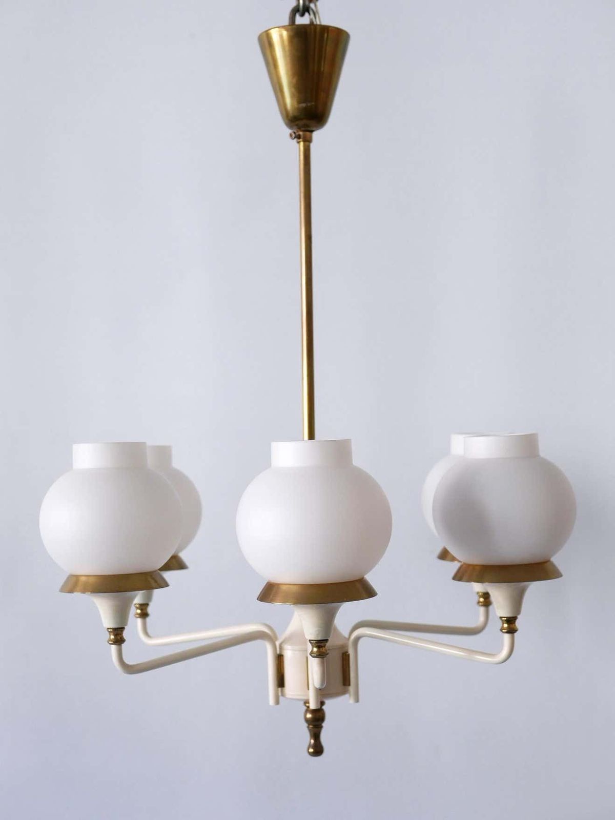 Lighting Mid Century Modern Six Armed Tulipan Pendant Lamp Or Chandelier By Kaiser 1950s photo