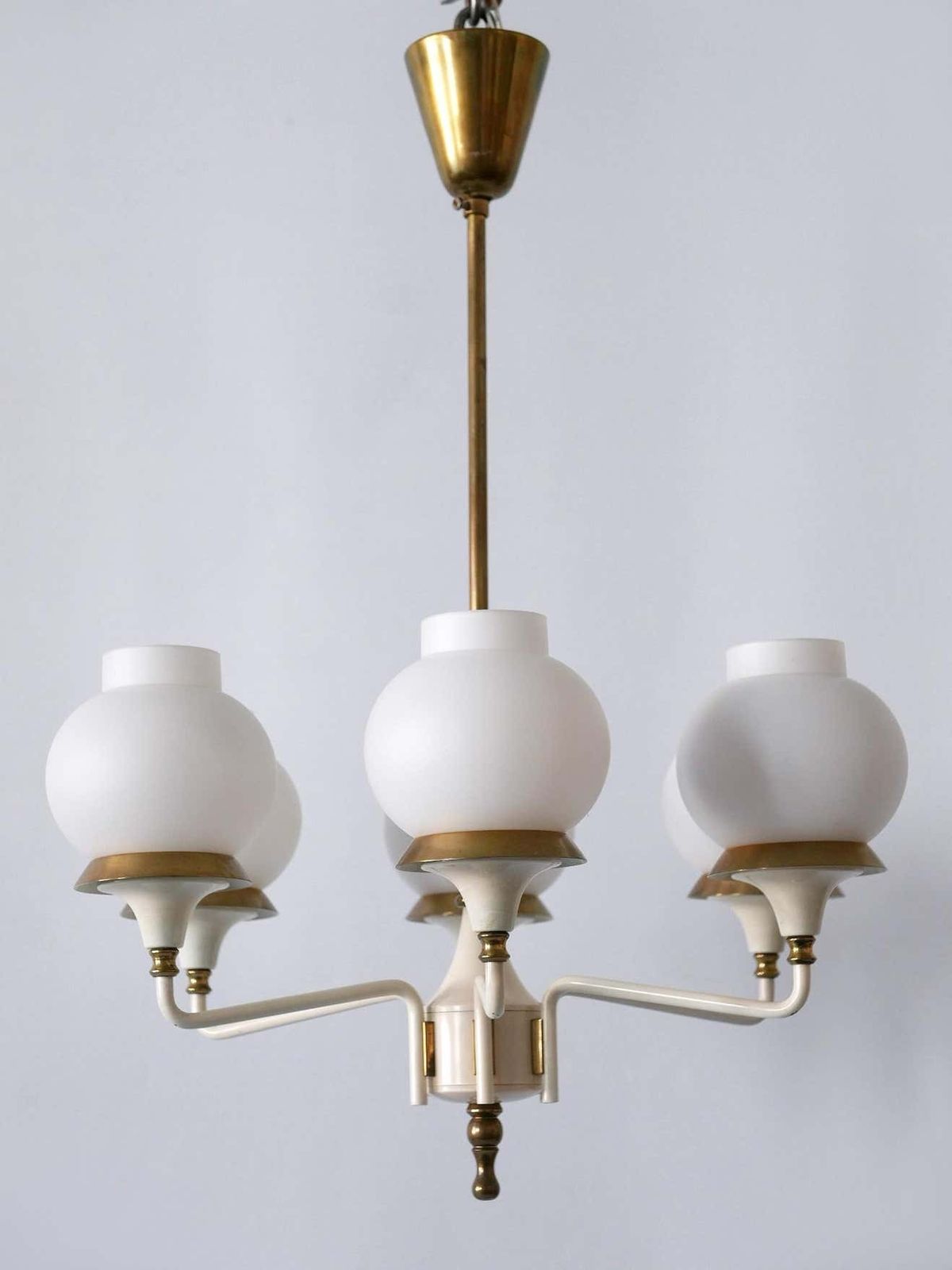 photo vinterior Mid Century Modern Six Armed Tulipan Pendant Lamp Or Chandelier By Kaiser 1950s