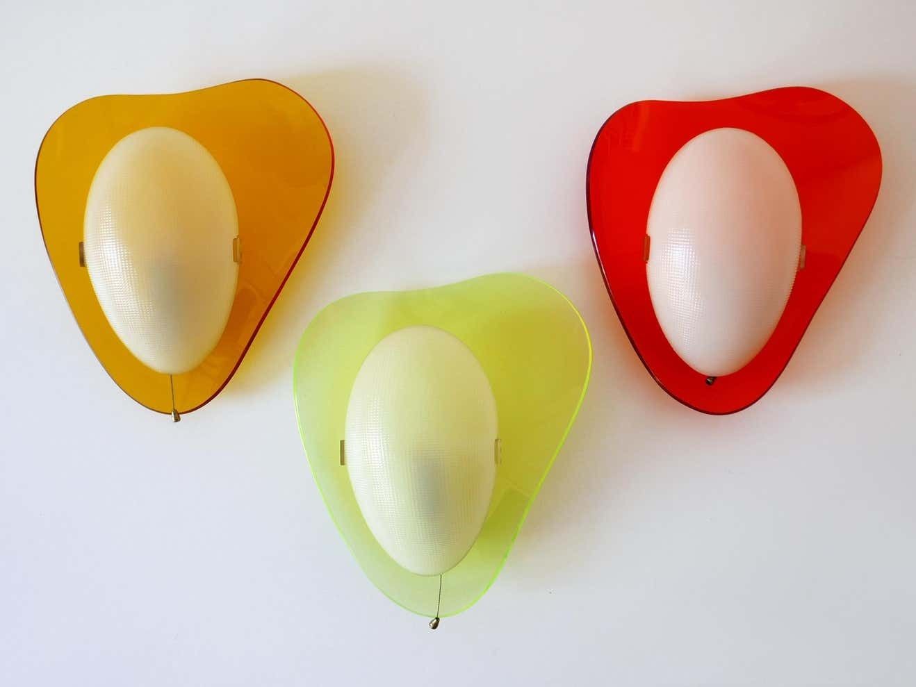 Set Of Three Rare Mid Century Modern Lucite Sconces ''Candies'' 1960s Germany photo Lighting