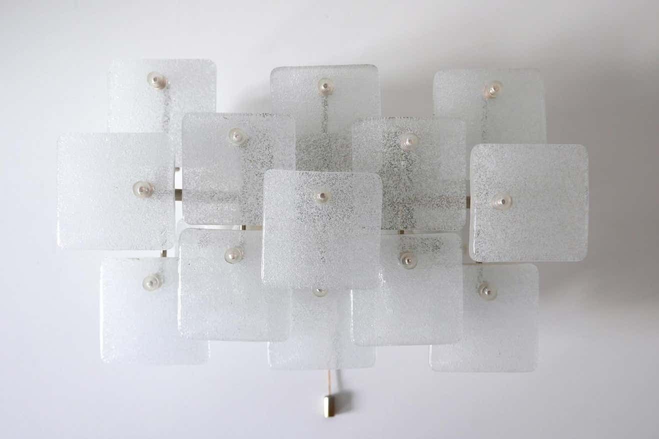 Set Of Two Midcentury Ice Glass Wall Lamps Or Sconces By Kalmar Franken, 1960s photo buy