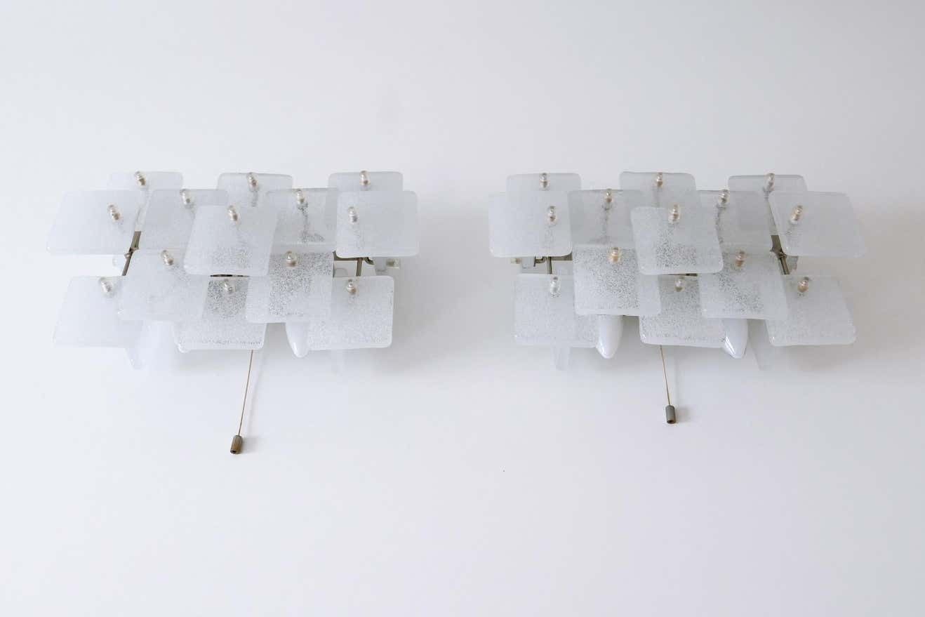2950.0 Set Of Two Midcentury Ice Glass Wall Lamps Or Sconces By Kalmar Franken, 1960s photo