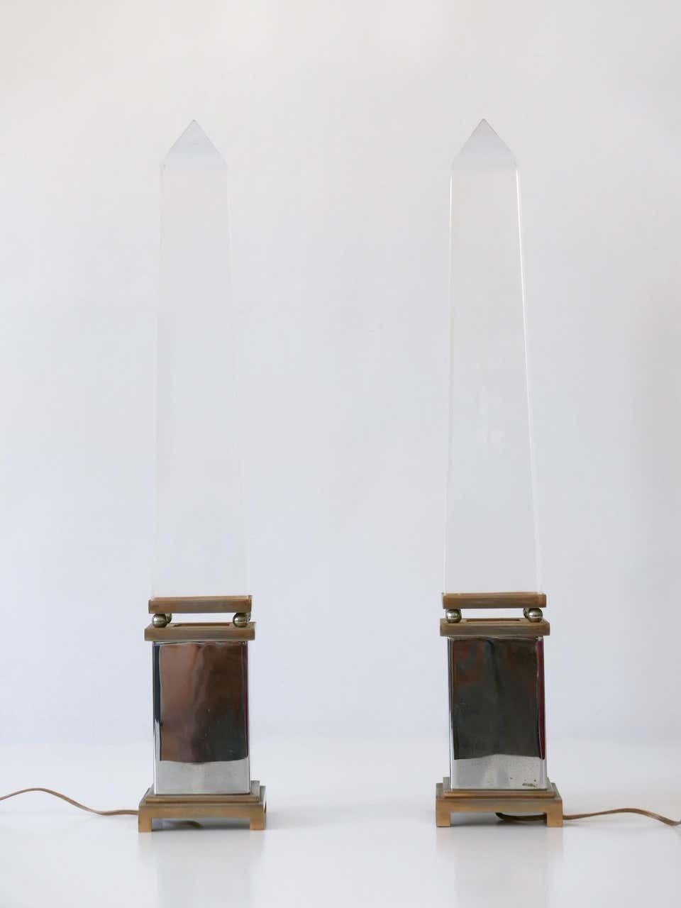 photo furniture Set Of Two Lucite Obelisk Table Lamps By Sandro Petti For Maison Jansen France