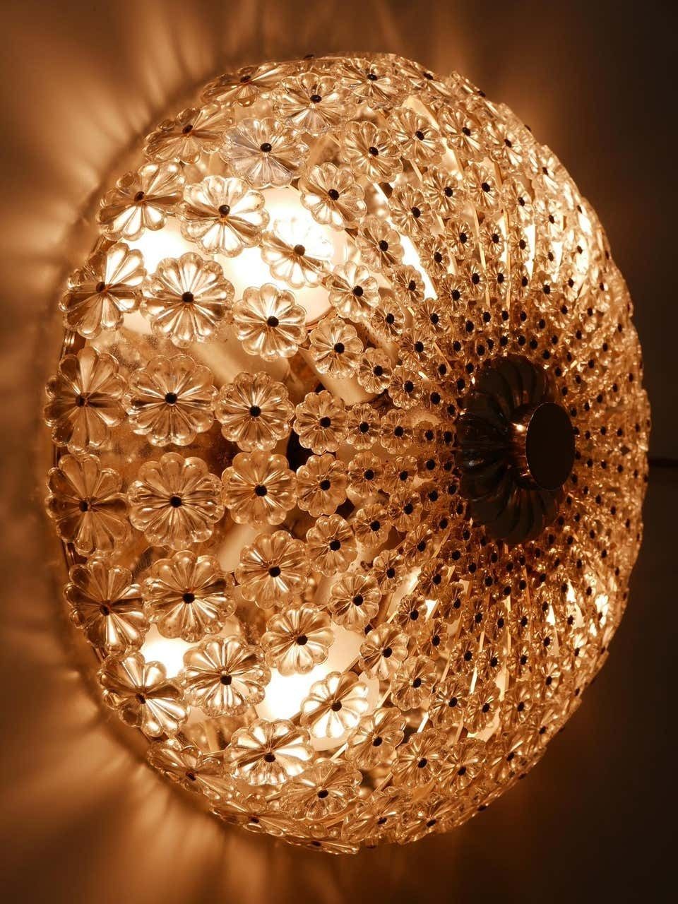 Lighting Lovely Mid Century Modern Glass Flower Flush Mount Or Sconce By H. Richter 1950s photo
