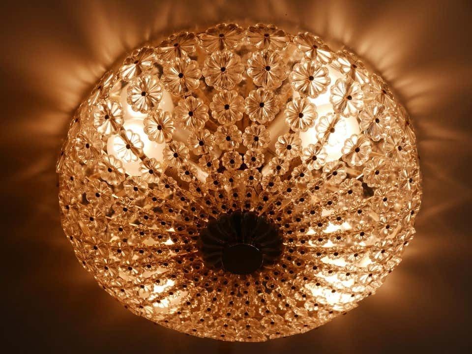 photo vinterior Lovely Mid Century Modern Glass Flower Flush Mount Or Sconce By H. Richter 1950s