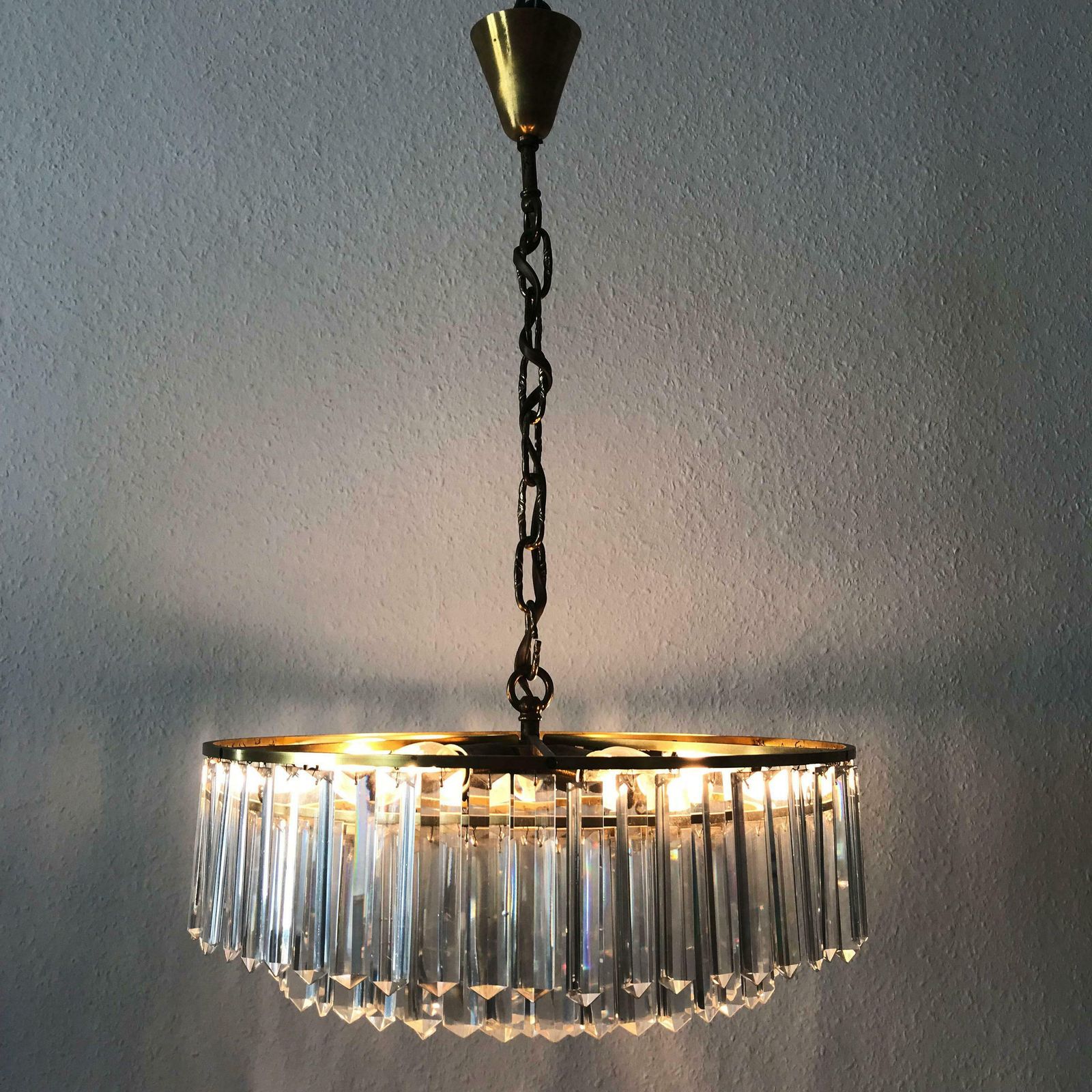Crystal Glass Chandelier Or Pendant Lamp By Bakalowits And Söhne Vienna 1950s photo Lighting