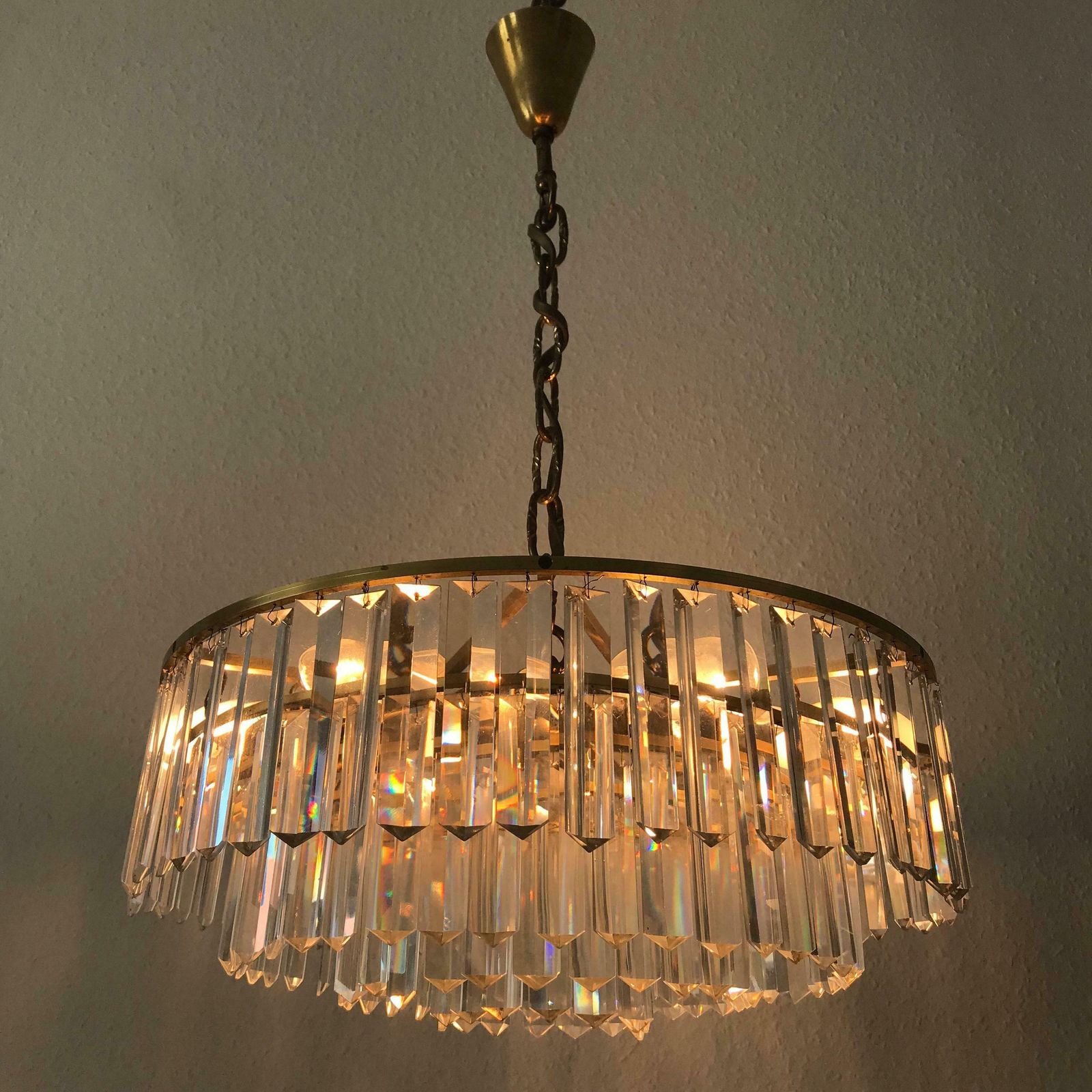 Crystal Glass Chandelier Or Pendant Lamp By Bakalowits And Söhne Vienna 1950s photo vintage