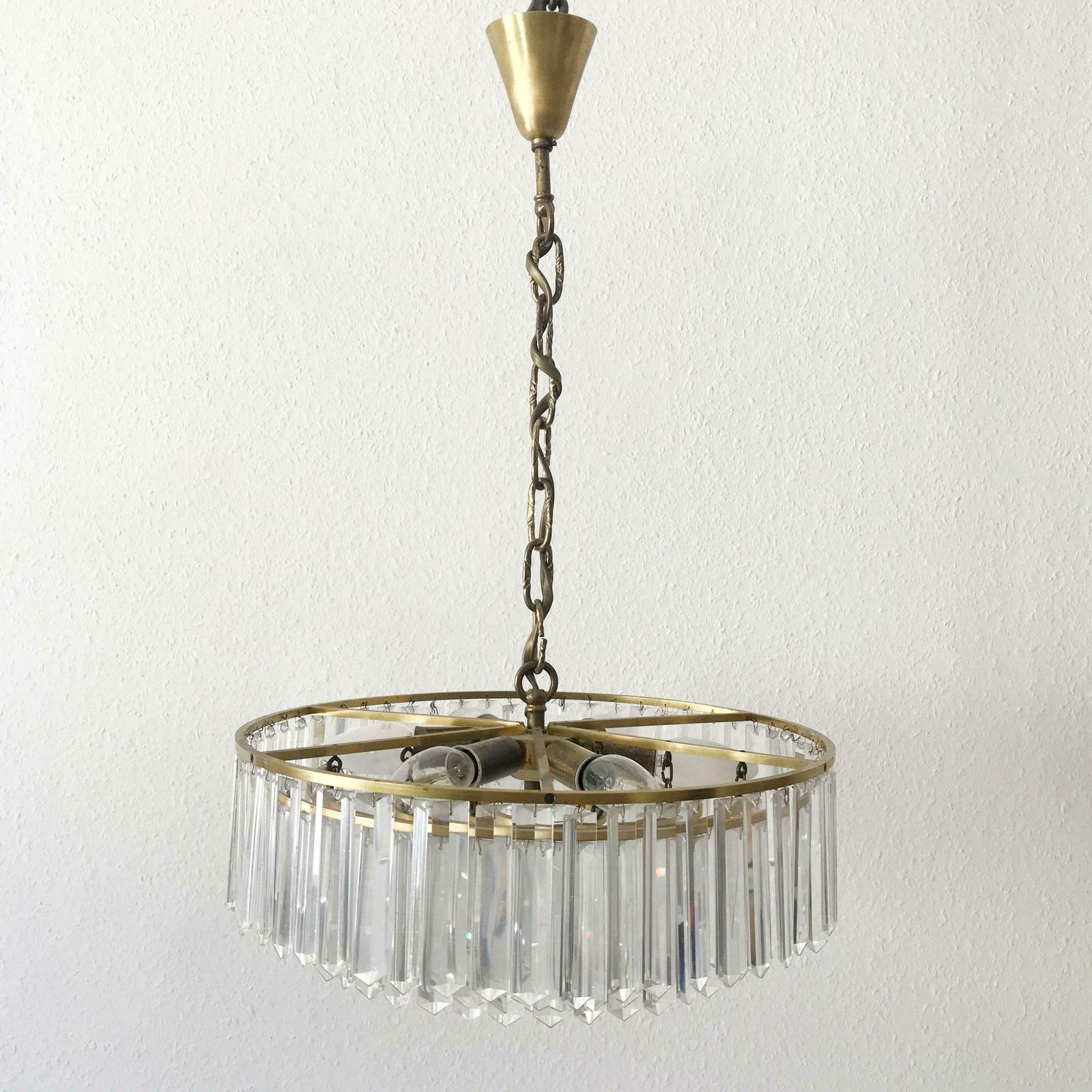 photo for sale Crystal Glass Chandelier Or Pendant Lamp By Bakalowits And Söhne Vienna 1950s