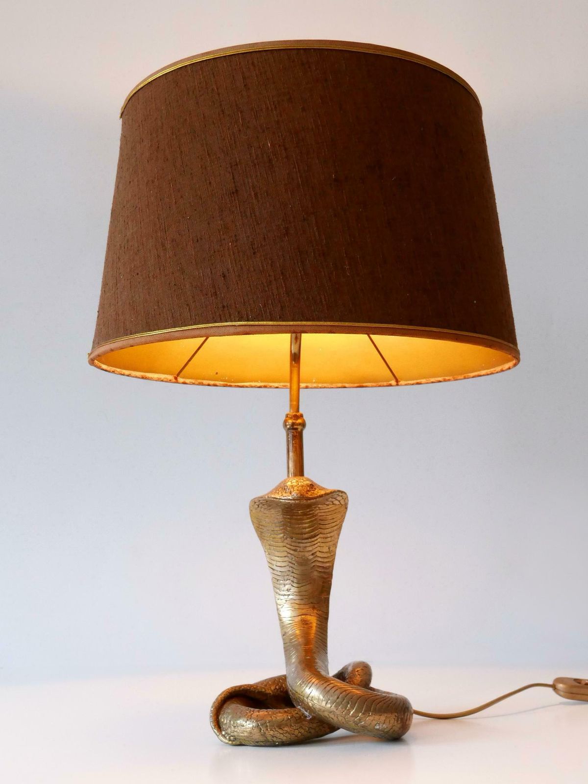 Exceptional Mid Century Modern Cobra Table Lamp By Maison Jansen France 1970s photo furniture