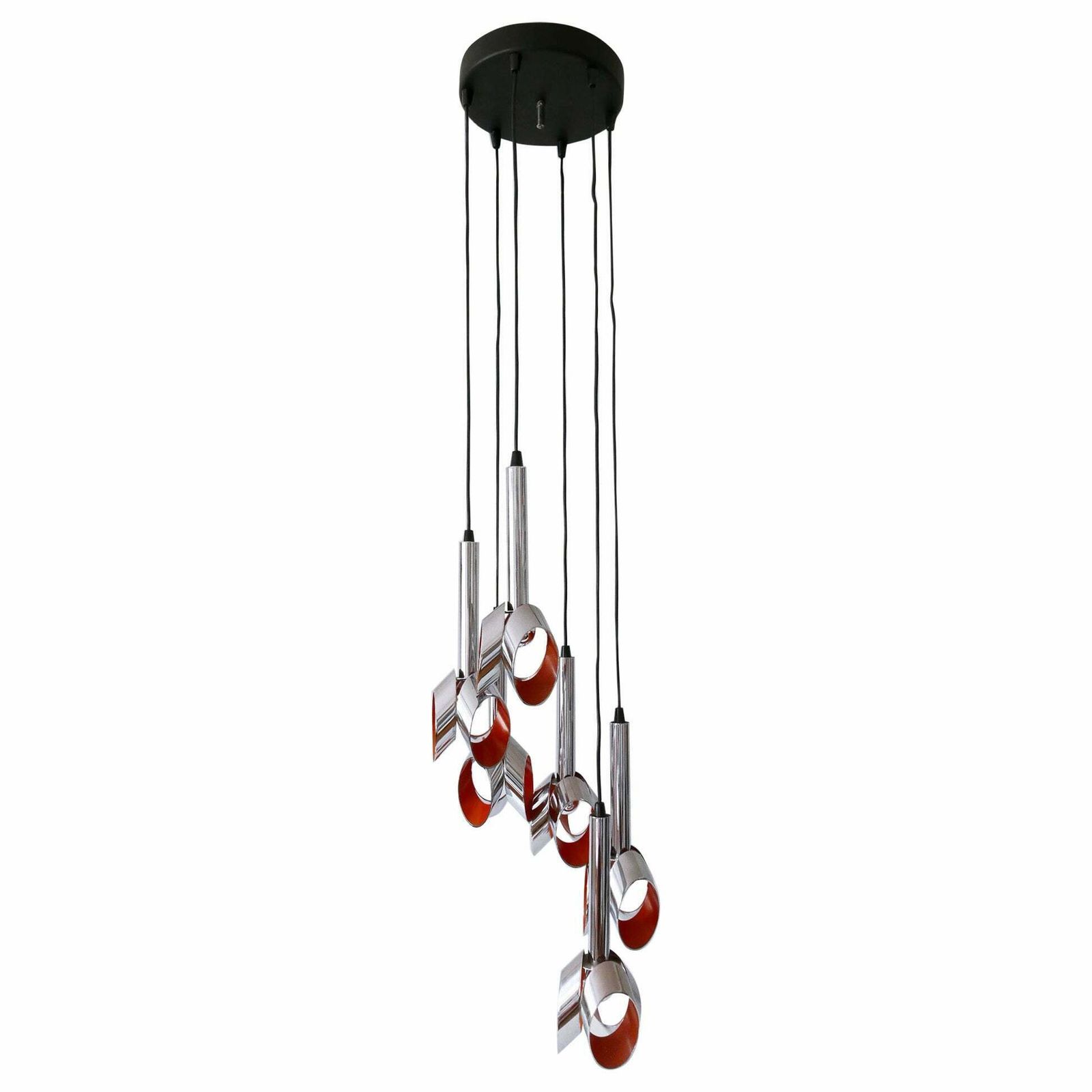 Exceptional Mid Century Modern Six Armed Tulip Chandelier Or Pendant Lamp 1970s