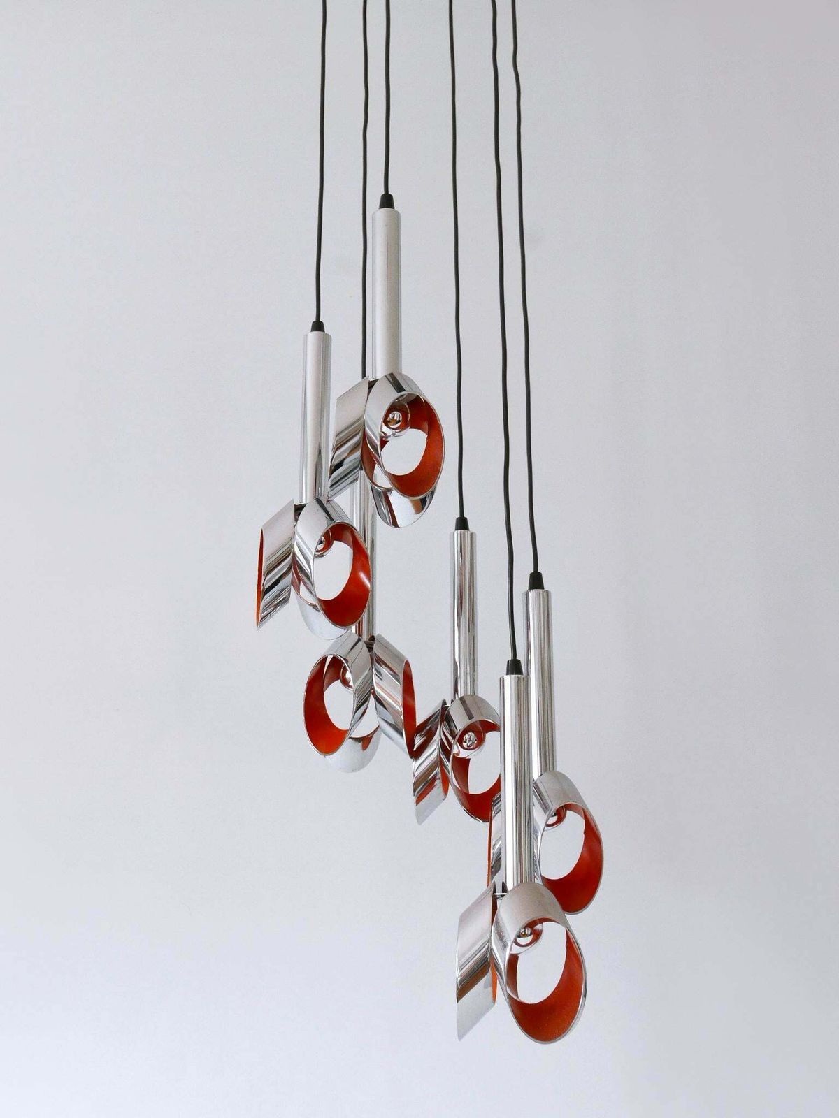 Exceptional Mid Century Modern Six Armed Tulip Chandelier Or Pendant Lamp 1970s photo for sale