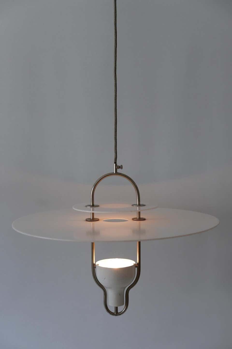 Exceptional Mid Century Modern Ufo Pendant Lamp, Italy, 1960s photo Lighting