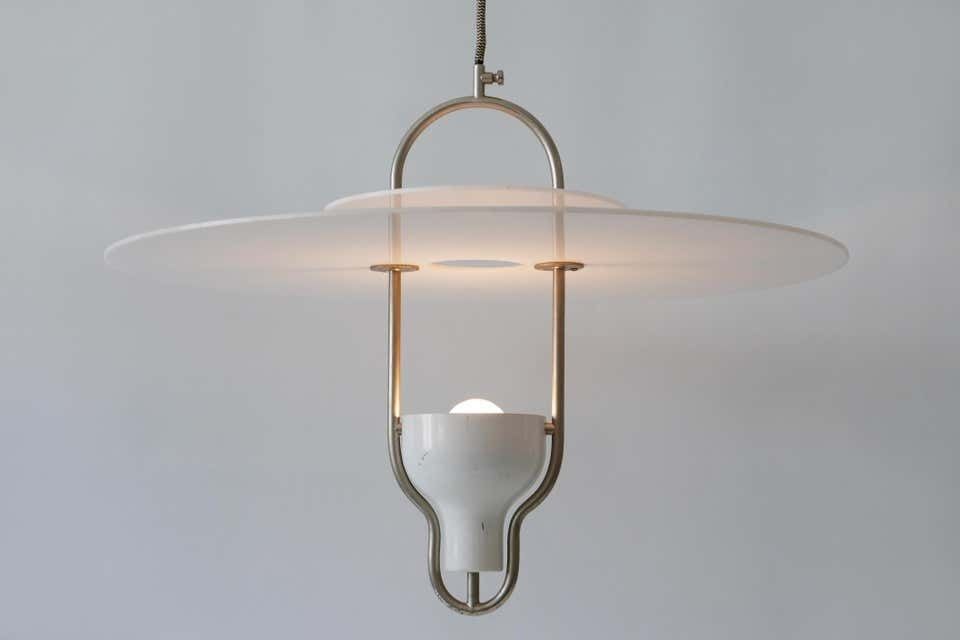 Exceptional Mid Century Modern Ufo Pendant Lamp, Italy, 1960s photo vinterior