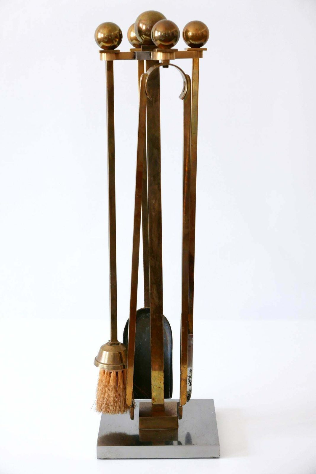 photo buy Exceptional Mid Century Modern Brass And Steel Fireplace Tools 1970s
