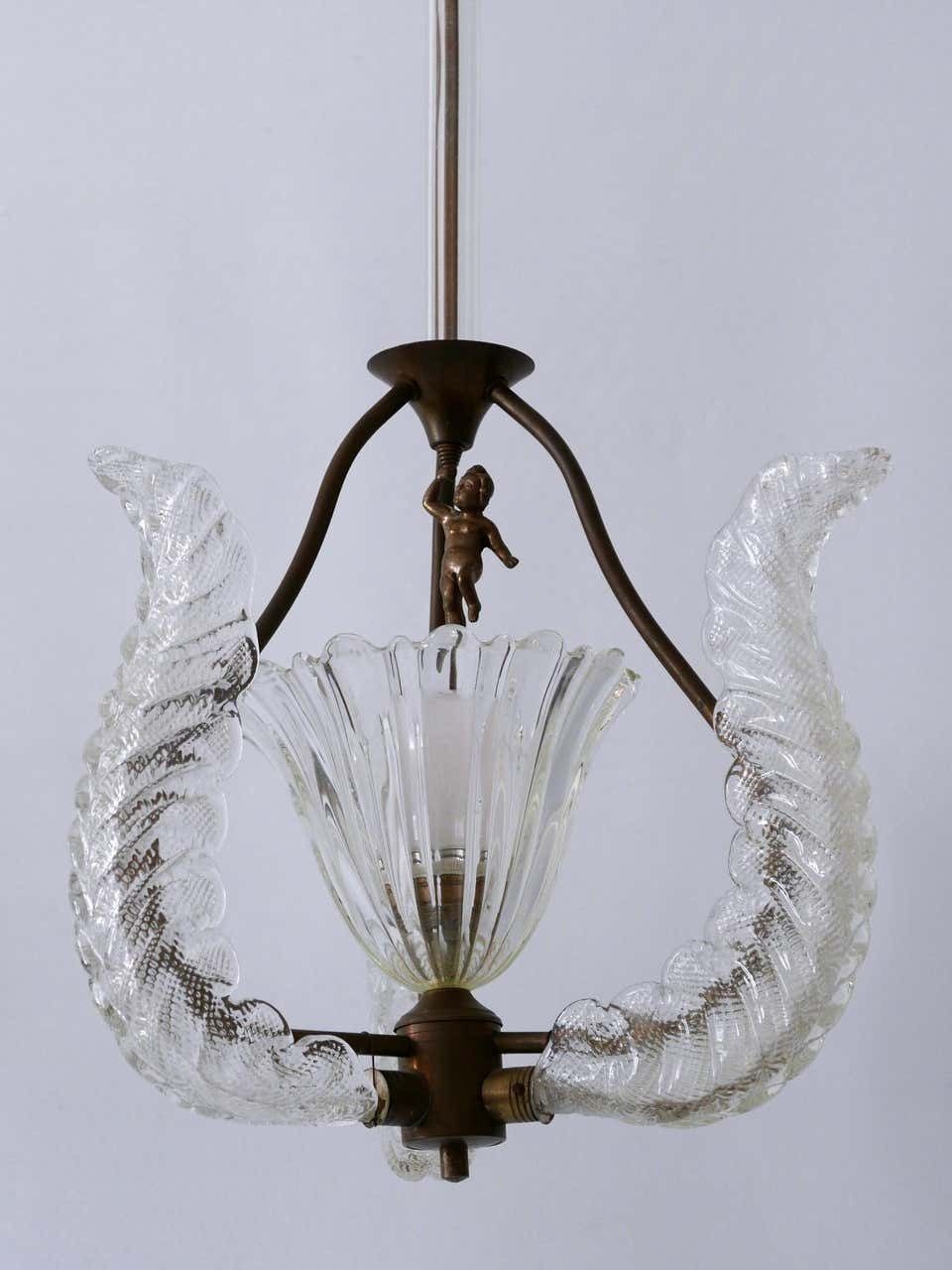 Rare Mid Century Modern Chandelier Or Pendant Lamp ''Putti'' By Barovier & Toso photo Lighting