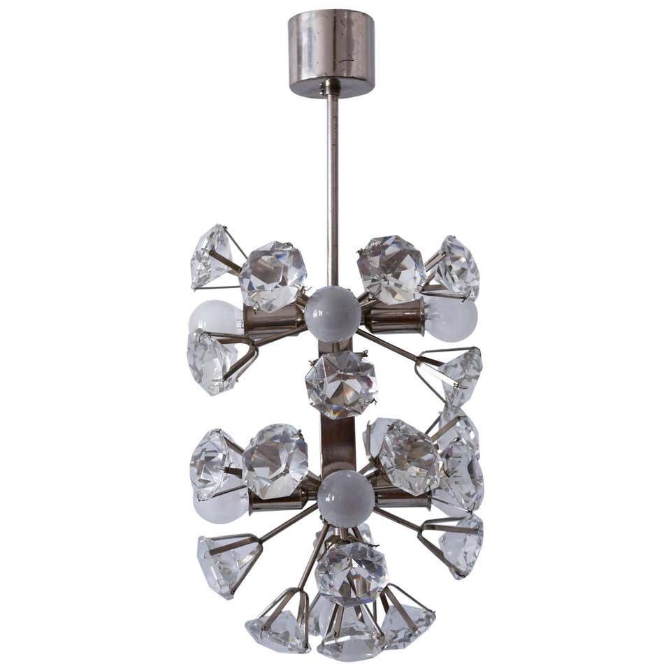 Exceptional Diamond Shaped Large Crystal Glass Chandelier By Bakalowits & Sons