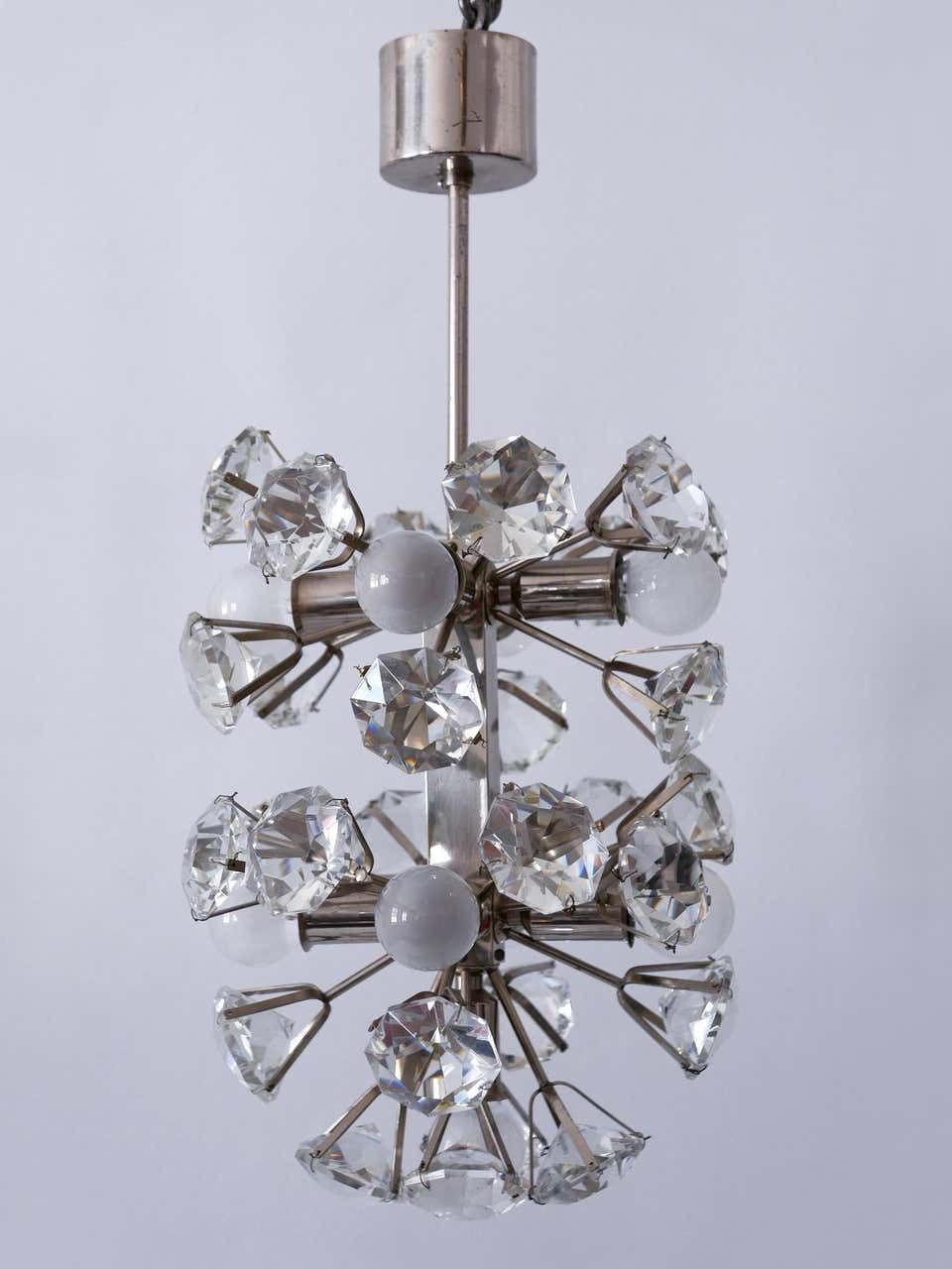 Exceptional Diamond Shaped Large Crystal Glass Chandelier By Bakalowits & Sons photo vintage