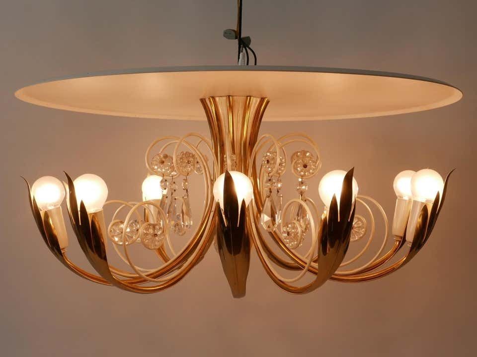 Elegant 10 Flamed Chandelier Or Ceiling Lamp By Vereinigte Werkstätten 1950s photo vinterior