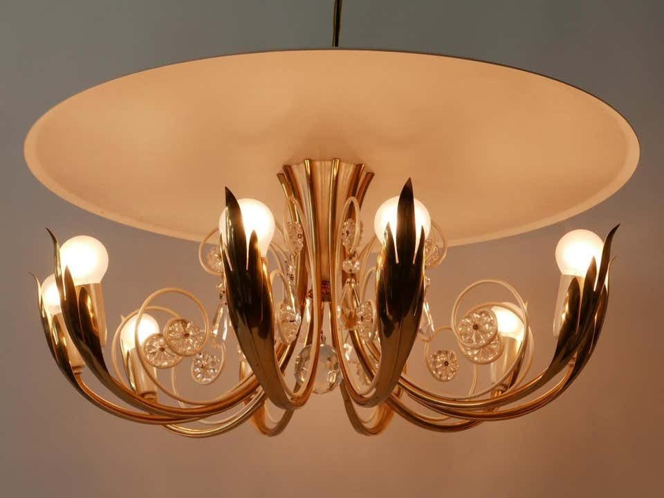 Lighting Elegant 10 Flamed Chandelier Or Ceiling Lamp By Vereinigte Werkstätten 1950s photo