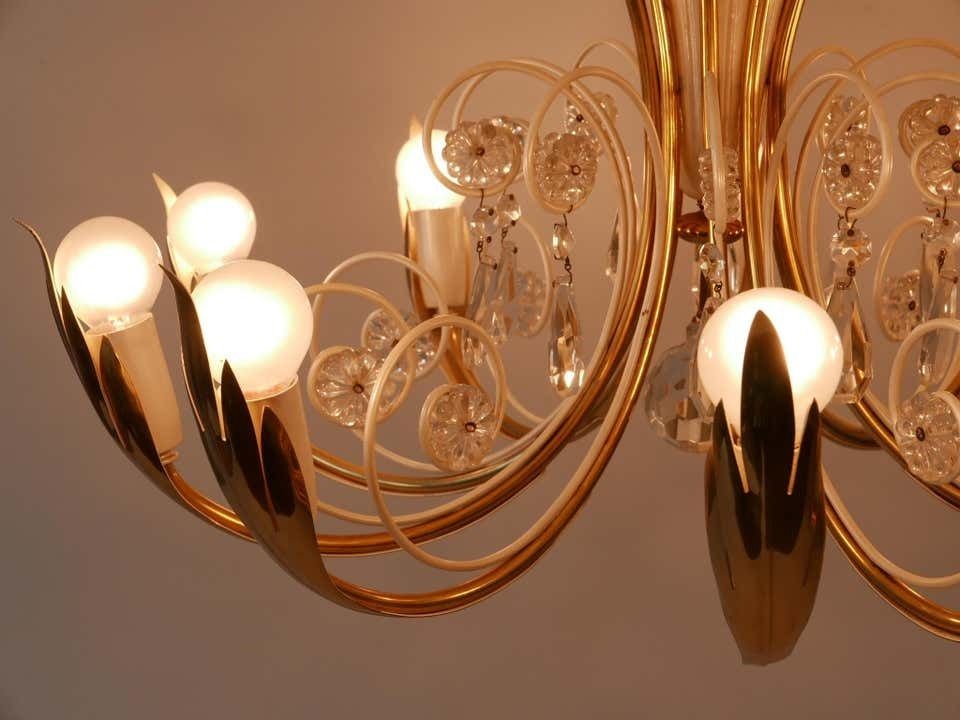 4356.0 Elegant 10 Flamed Chandelier Or Ceiling Lamp By Vereinigte Werkstätten 1950s photo