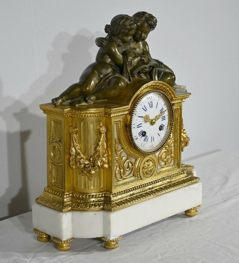 Bronze And Marble Pendulum, Louis XVI Style, Napoleon III Period – Mid 19th Century photo furniture