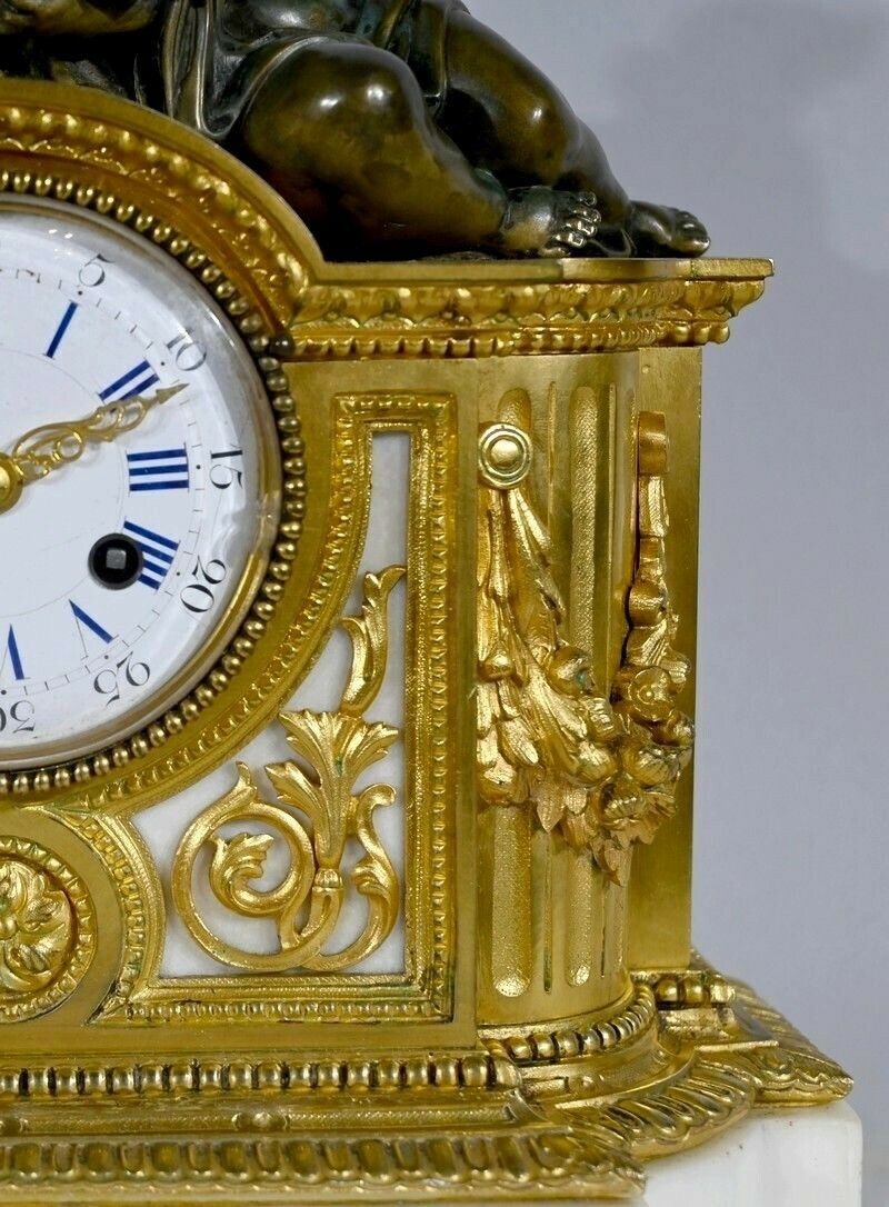 photo buy Bronze And Marble Pendulum, Louis XVI Style, Napoleon III Period – Mid 19th Century