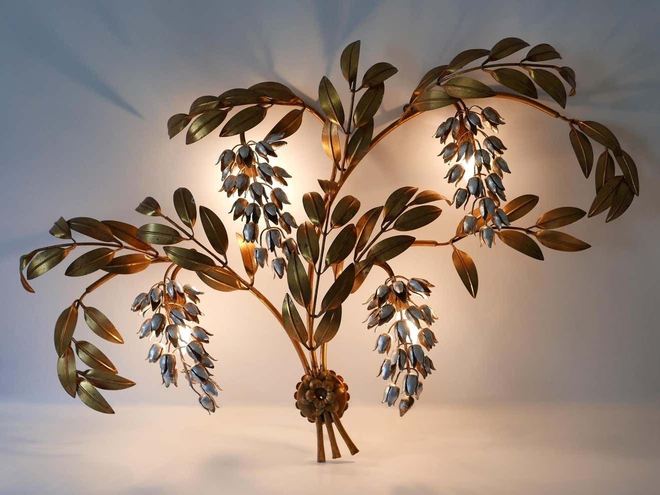 Huge Pioggia D''Oro Gilt Metal Wall Lamp Or Sconce By Hans Kögl 1970s Germany photo vinterior