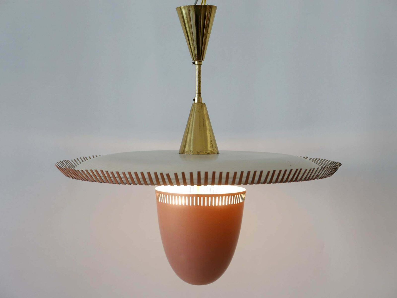 Lighting Exceptional & Lovely Mid Century Modern Pendant Lamp Or Chandelier Germany 1950s photo