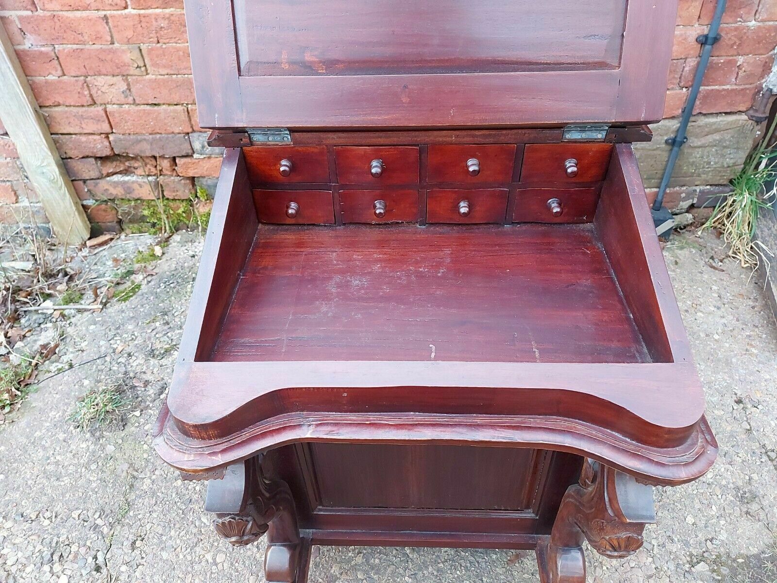 Mahogany Davenport Solid Wood Reproduction Desk With 8 Drawers photo vinterior