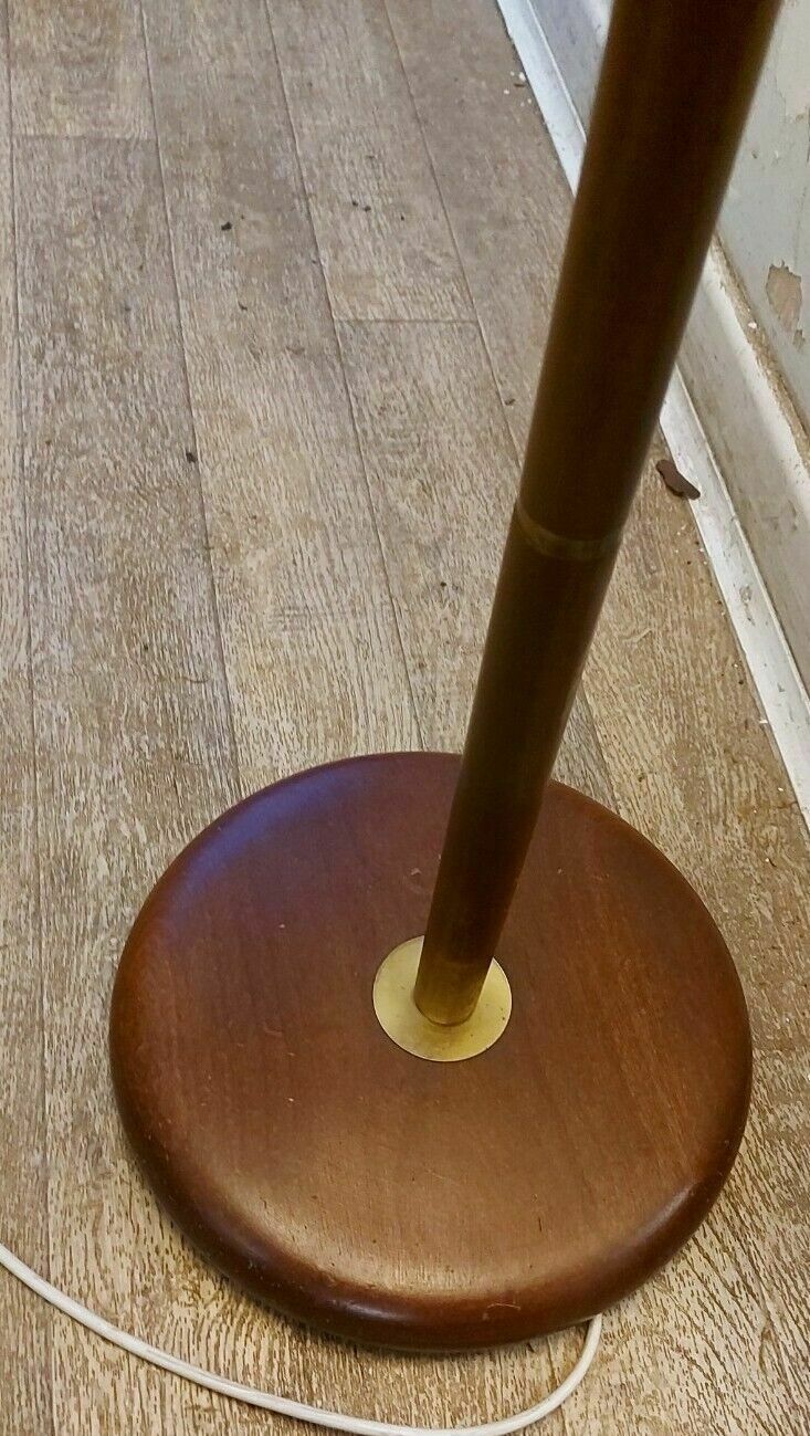Vintage/Retro/Mid Century Vintage Teak And Brass Standard Floor Lamp With Shade photo for sale