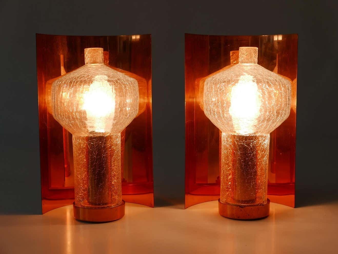 Set Of Two Mid Century Modern Copper & Glass Sconces By Kaiser Leuchten, 1960s photo furniture