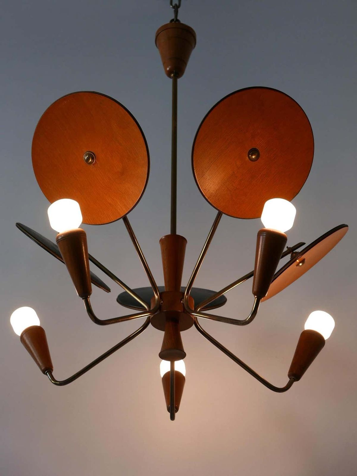 photo for sale Exceptional Mid Century Modern Sputnik Pendant Lamp Or Chandelier Germany 1950s