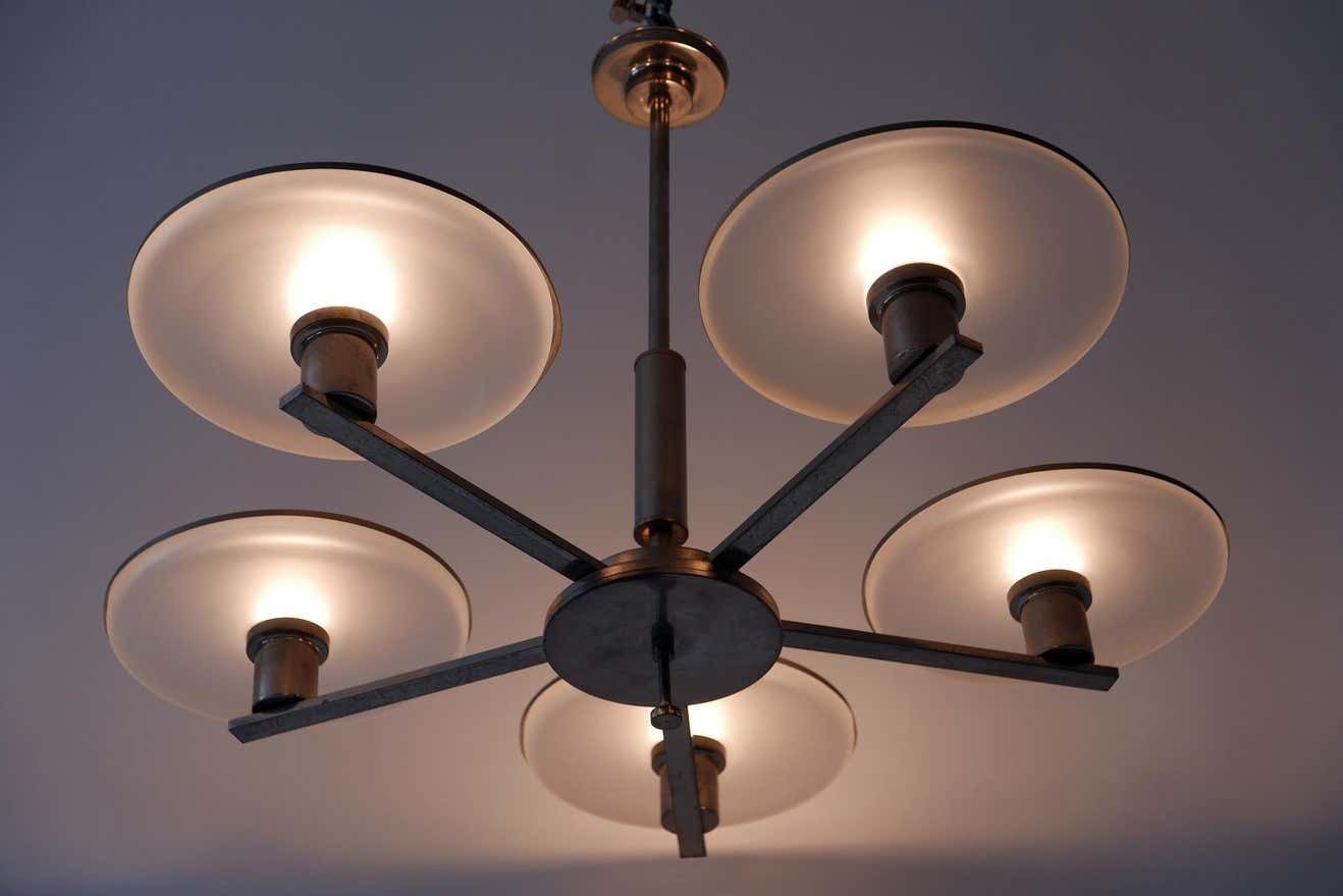 Exceptional Bauhaus / Art Deco Chandelier Or Pendant Lamp, 1930s, Germany photo furniture