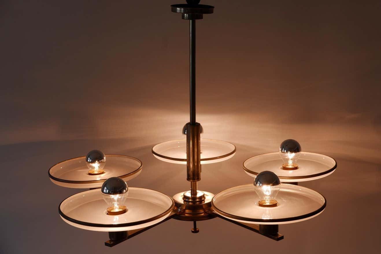 Exceptional Bauhaus / Art Deco Chandelier Or Pendant Lamp, 1930s, Germany photo vintage