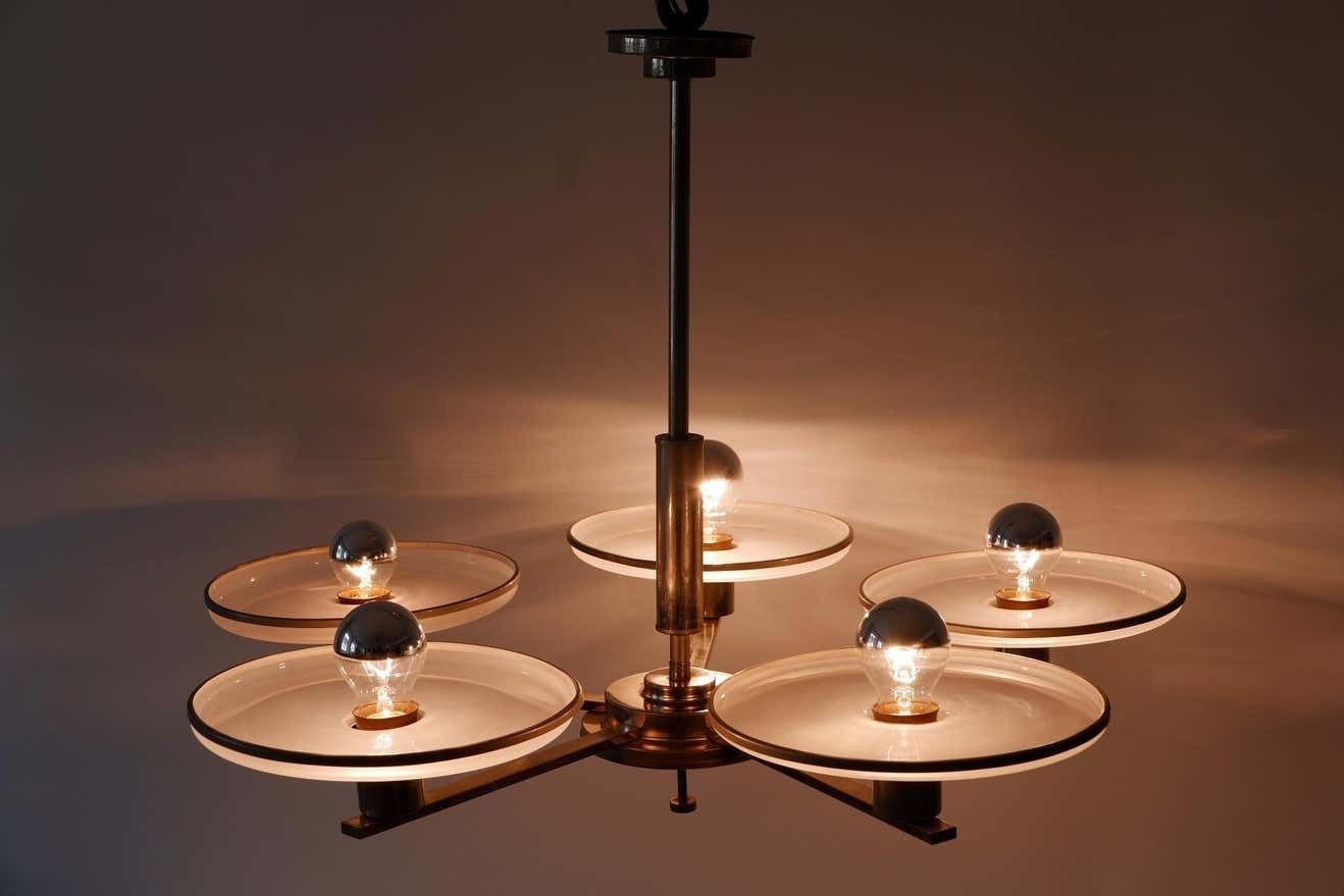 photo furniture Exceptional Bauhaus / Art Deco Chandelier Or Pendant Lamp, 1930s, Germany
