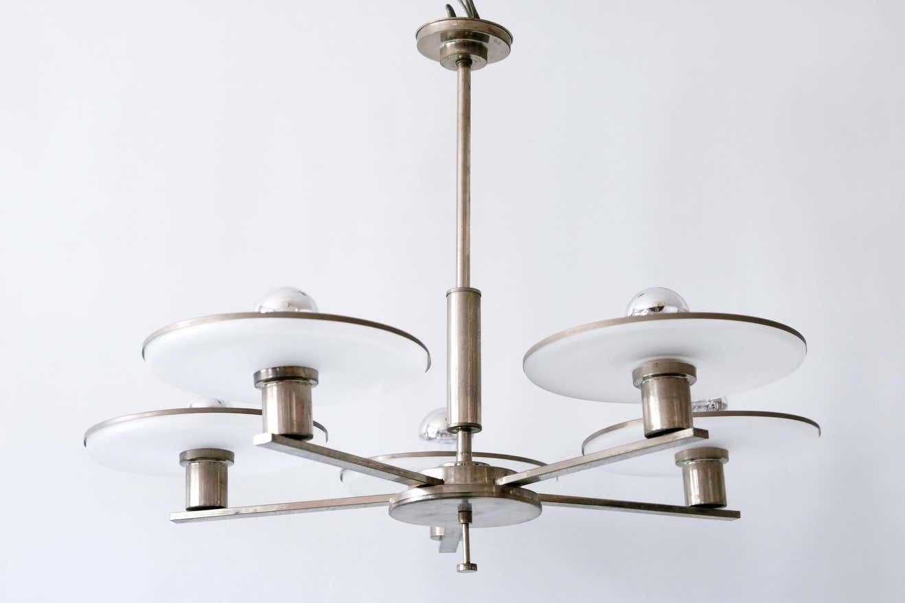 photo for sale Exceptional Bauhaus / Art Deco Chandelier Or Pendant Lamp, 1930s, Germany